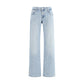 Blue Cotton Straight-Leg Jeans