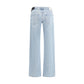 Blue Cotton Straight-Leg Jeans
