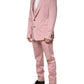 Pink Cotton Single Breasted 3 Piece Suit