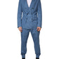 Blue Cotton Double Breasted 2 Piece  Suit