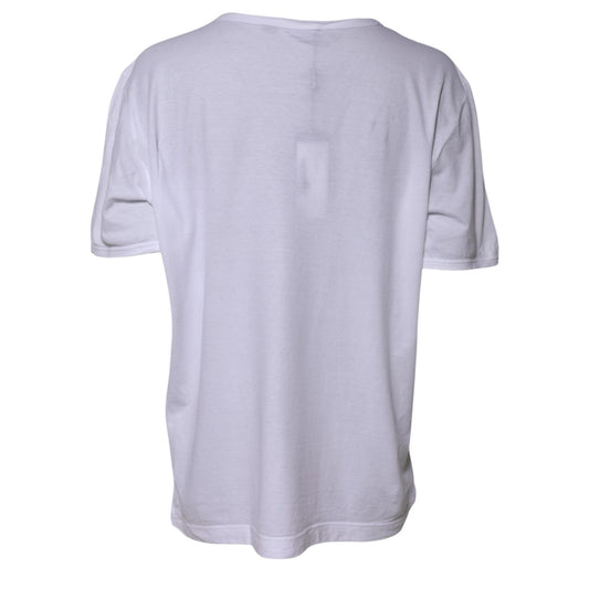 White Cotton Crew Neck Short Sleeves T-shirt