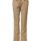 Beige Straight Cotton Stretch Chino Pants