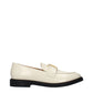 Beige Leather Slip-On Loafers