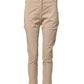 Beige Lyocell Skinny High Waist Chino Casual Pants