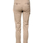 Beige Lyocell Skinny High Waist Chino Casual Pants