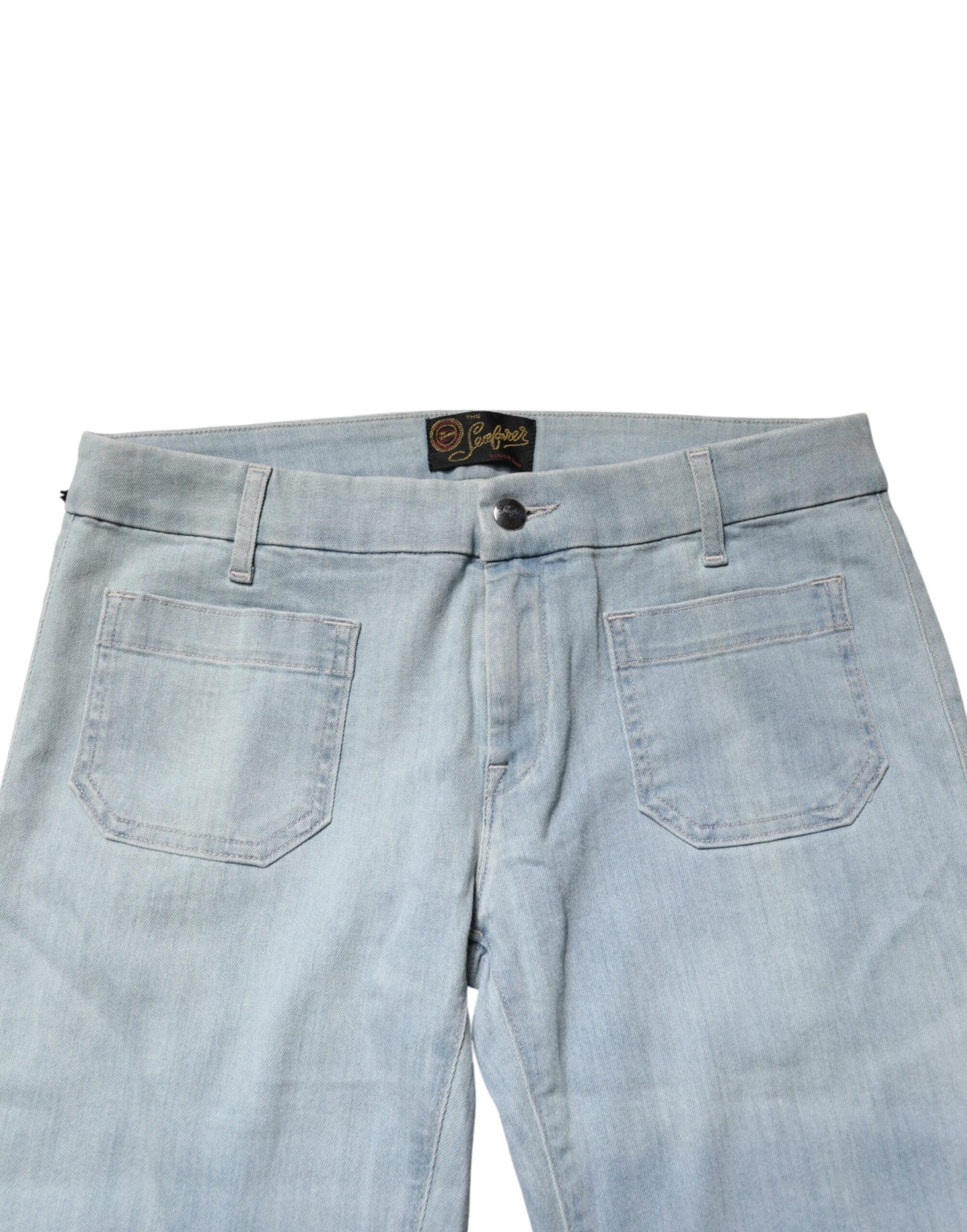 Light Blue Boot Cut Mid Waist Denim Casual Jeans