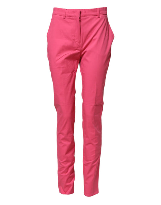 Pink Skinny High Waist Chino Trouser Pants