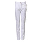 White Cotton Skinny Mid Waist Chino Trouser Pants