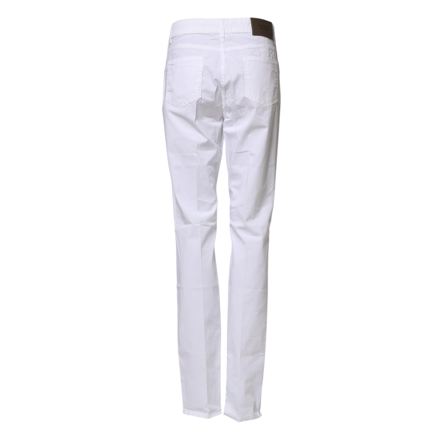 White Cotton Skinny Mid Waist Chino Trouser Pants