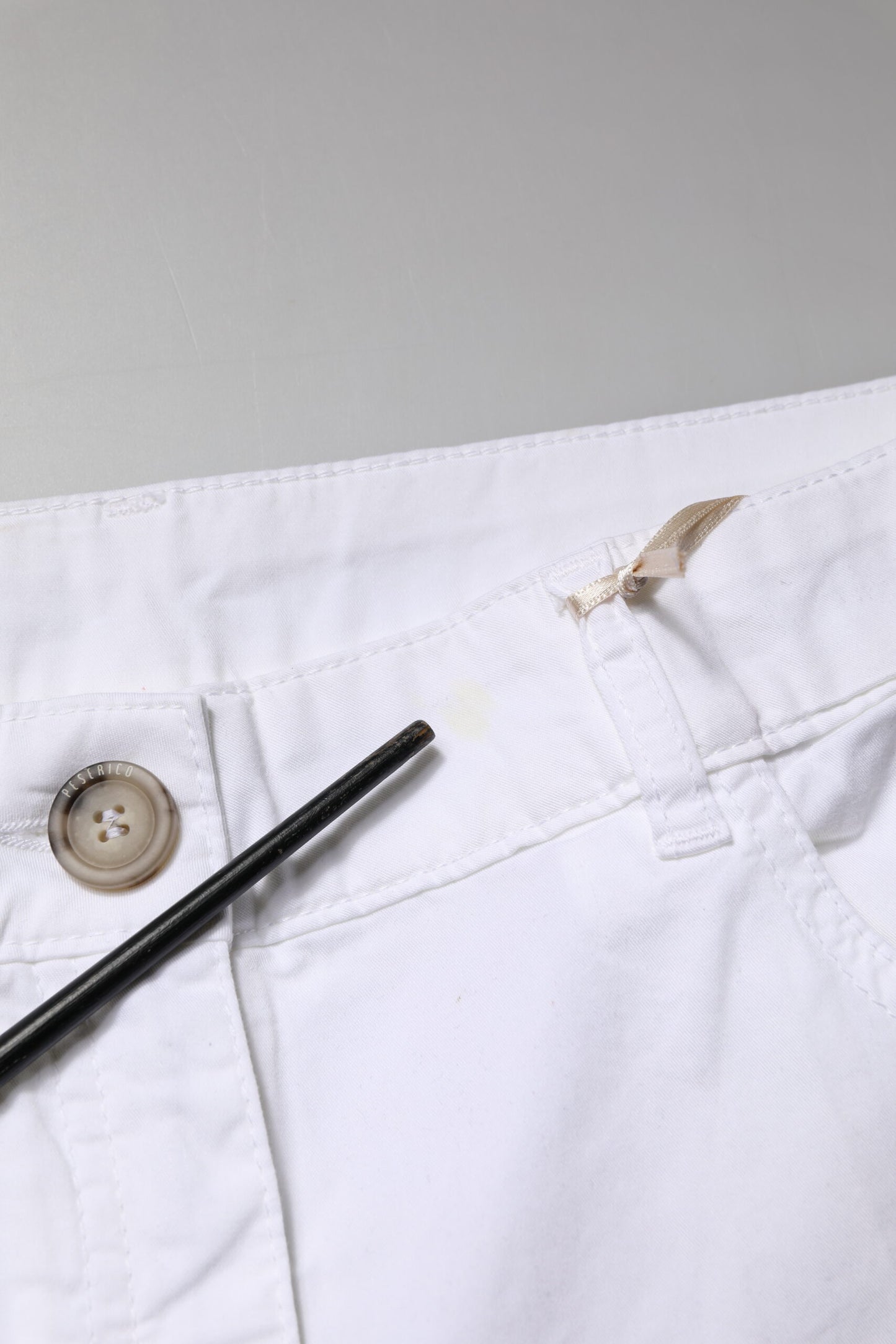 White Cotton Skinny Mid Waist Chino Trouser Pants