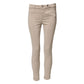 Beige Skinny Mid Waist Chino Casual Trouser Pants