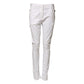 White Mid Waist Skinny Chino Cotton Trouser Pants