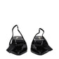 Black Leather Stiletto Heel Sandals
