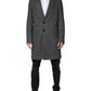 Gray Wool Blend Long Trench Coat Men Jacket
