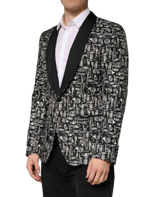 Black Jazz Club Silk Single Breasted Blazer