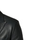 Black Leather Double Breasted 2Button Blazer