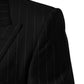 Black Stripes Double Breasted 2Button Blazer