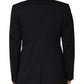 Black Wool Single Breasted 2 Button Blazer