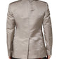 Beige Silk Single Breasted Jacket Men Blazer