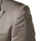 Beige Silk Single Breasted Jacket Men Blazer