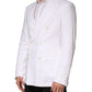 White Linen Double Breasted 2 Button Blazer