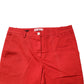 Red Flared Mid Waist Chino Casual Trouser Pants
