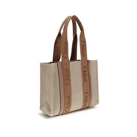 Beige Linen Shoulder Bag