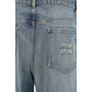 Blue Cotton Straight-Leg Jeans