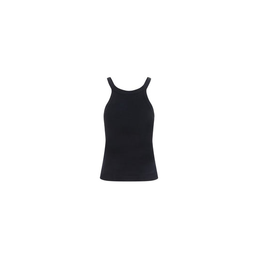 Black Cotton Sleeveles T-Shirt