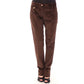 Brown Cotton Casual Pants
