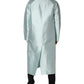 Teal Satin Collared Long Trench Coat Jacket
