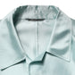 Teal Satin Collared Long Trench Coat Jacket