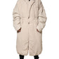 Beige Padded Collared Long Trench Coat Jacket