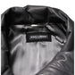 Black Leather Collared Trench Coat Jacket
