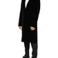 Black Cotton Velvet Long Trench Coat Jacket