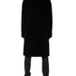 Black Cotton Velvet Long Trench Coat Jacket