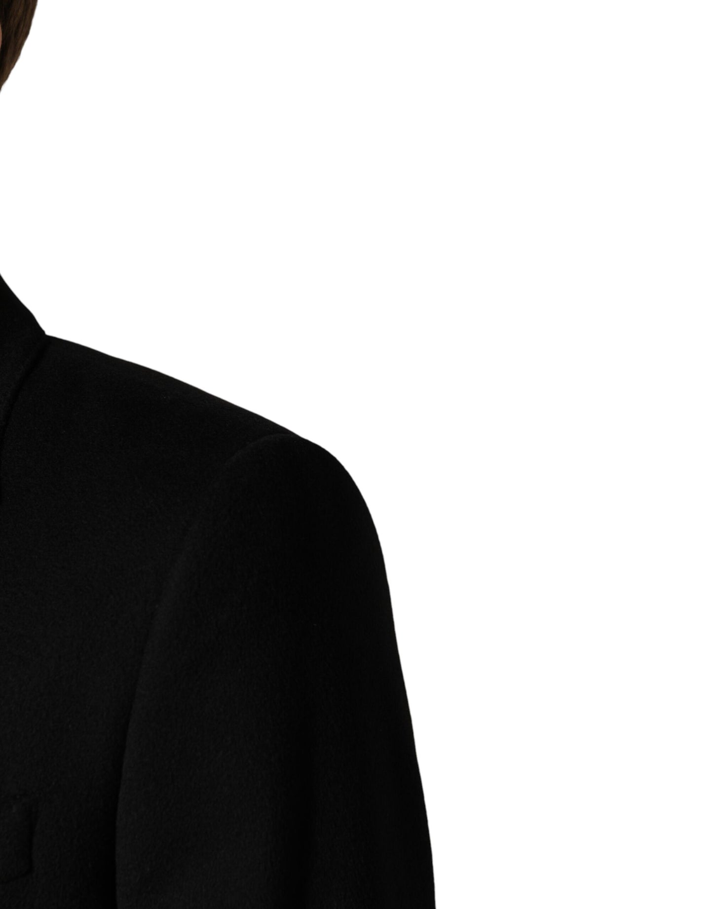 Black Wool Double Breasted TrenchCoat Jacket