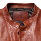 Brown Leather Button Down Men Biker Jacket