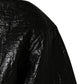 Black Cellulose Leather FullZip Biker Jacket
