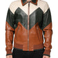 Multicolor Leather Full Zip men Biker Jacket