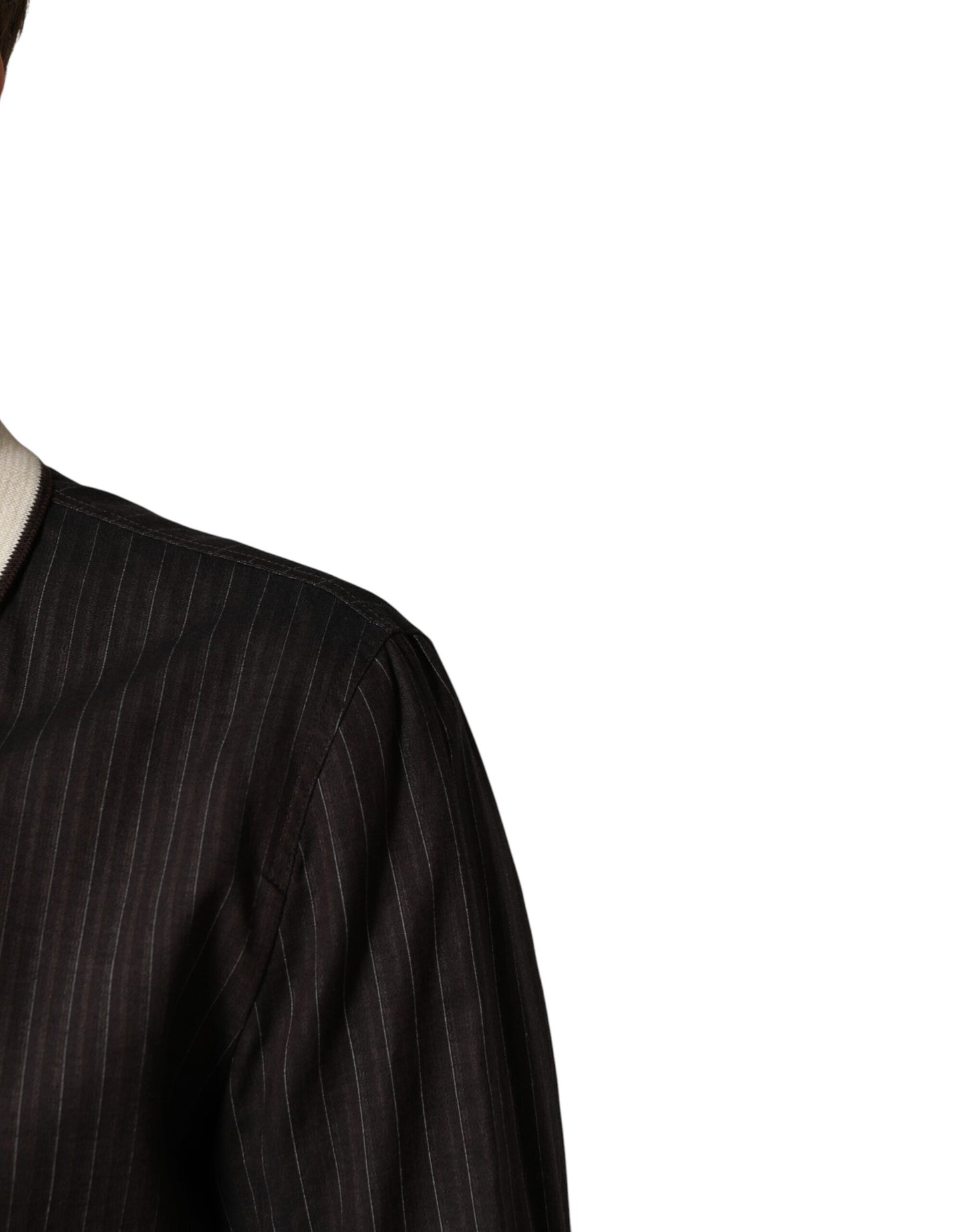 Brown Contrast Stripe Men Bomber Jacket