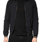 Dark Blue Cotton Full Zip Bomber Men Jacket