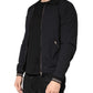 Dark Blue Cotton Full Zip Bomber Men Jacket
