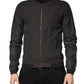 Black Stripes Cotton Full Zip Bomber Jacket