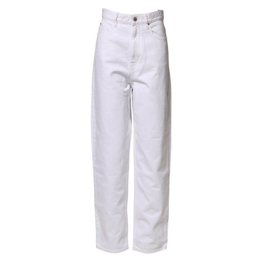 White High Waist Straight Denim Jeans