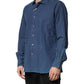Blue Button Down Long Sleeves Men Shirt