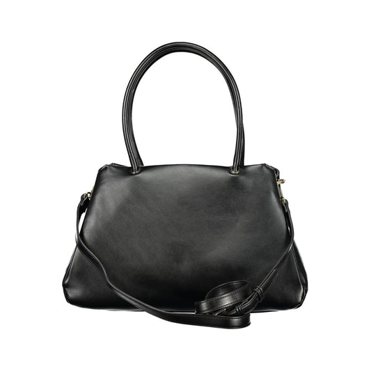 Black Polyurethane Women Handbag