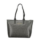 "Black Polyurethane Women Handbag with Internal Pockets"