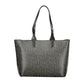 "Black Polyurethane Women Handbag with Internal Pockets"