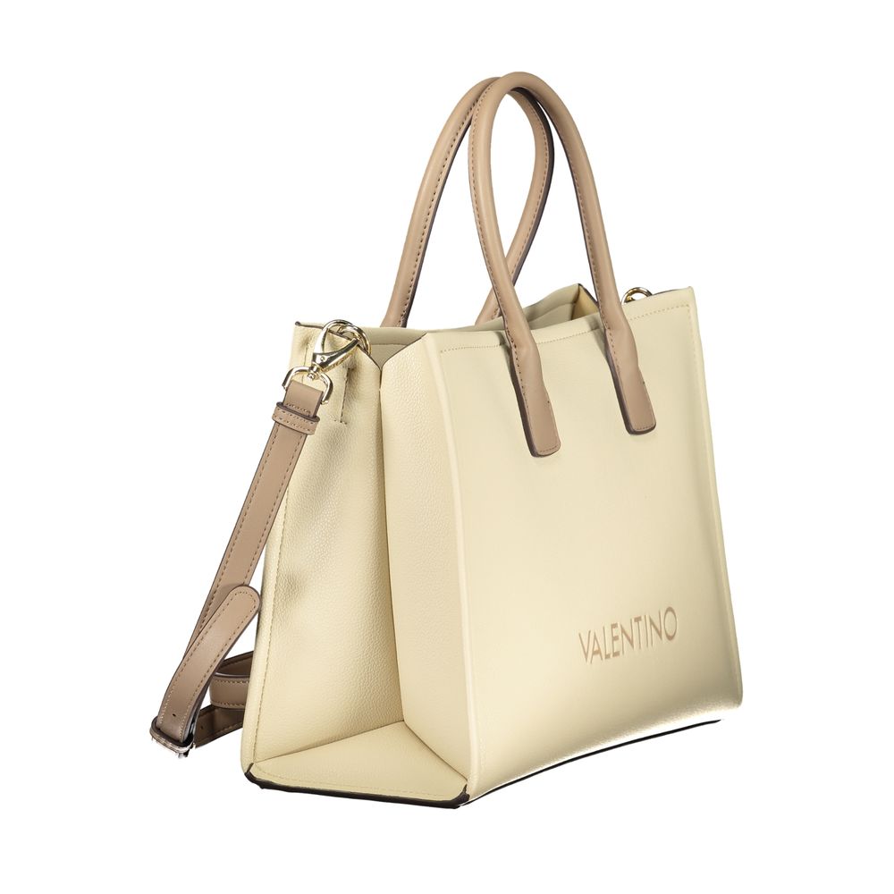 Beige Polyurethane Women Handbag